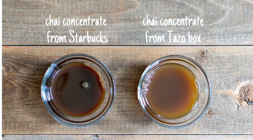 comparison of starbucks chai latte concentrate to tazo