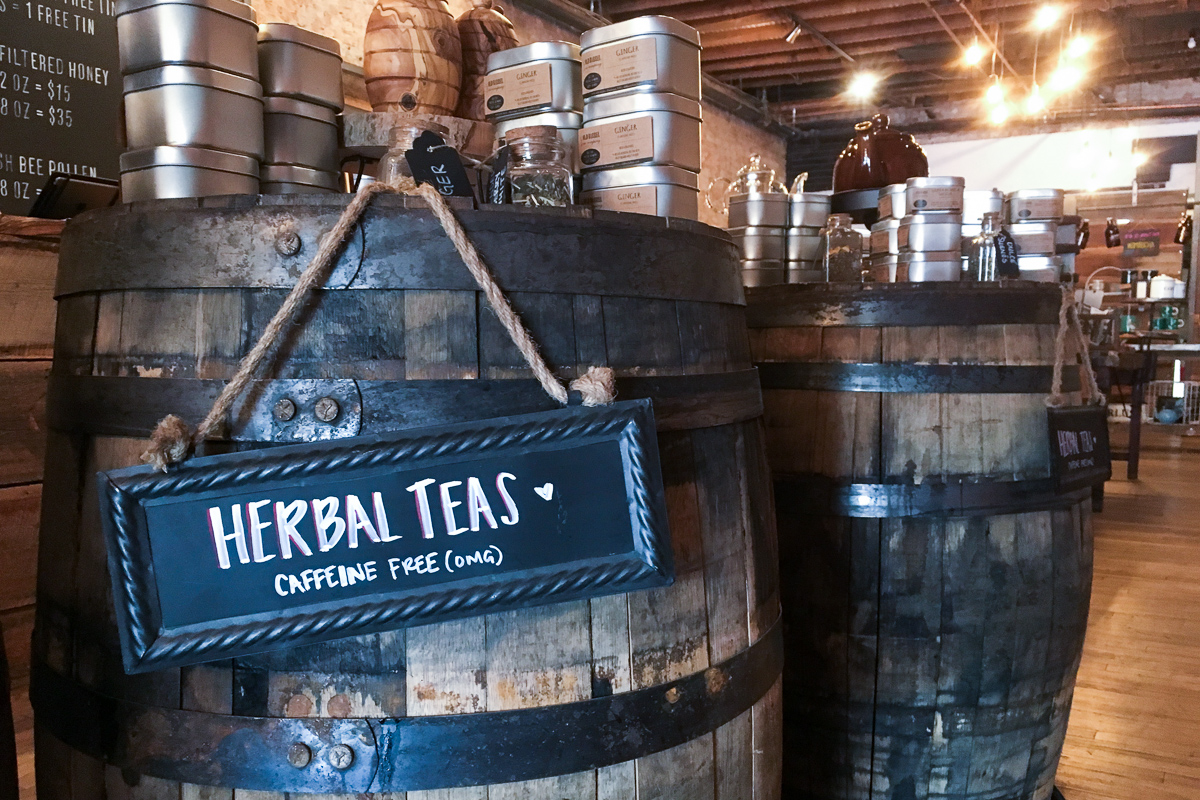 herbal tea barrel inside old barrel tea company durango, co