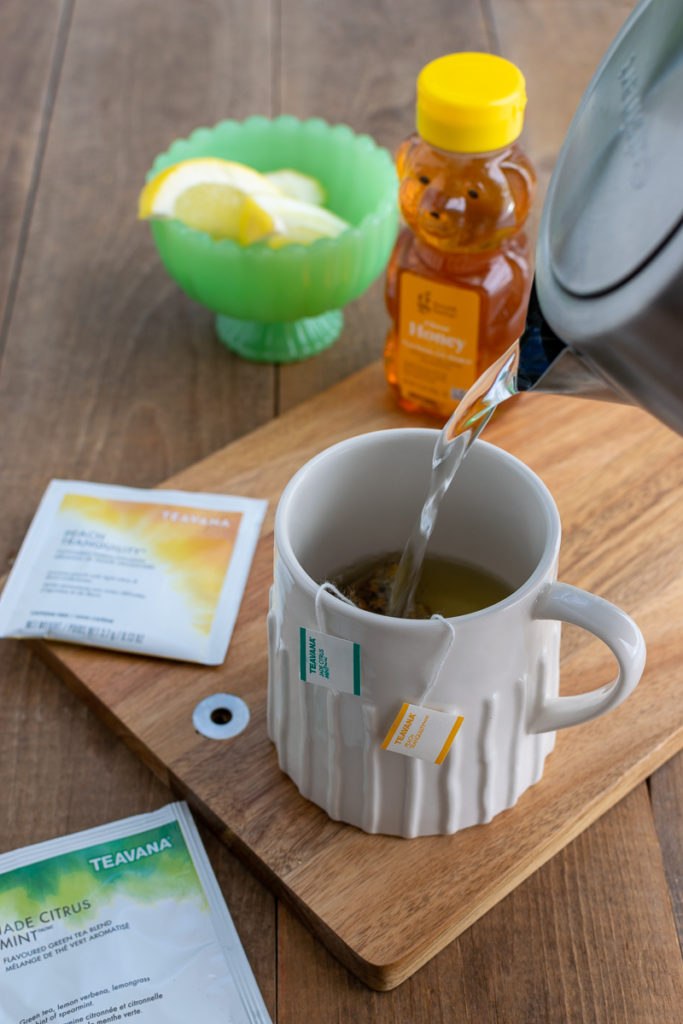 Healthy Medicine Ball Tea made with fresh lemon and honey.