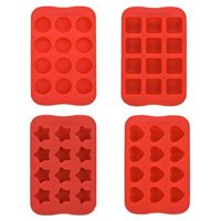 アイスキューブトレイ4パック、ハートスクエアラウンドSatr形状アイスキューブ、BCDshop簡単リリースシリコーン凍結金型プディングゼリーチョコレートメーカー12-アイスキューブLi>