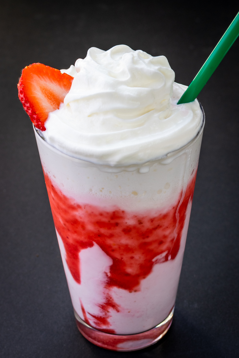 strawberry frappuccino starbucks recipe with puree sauce and whipped cream