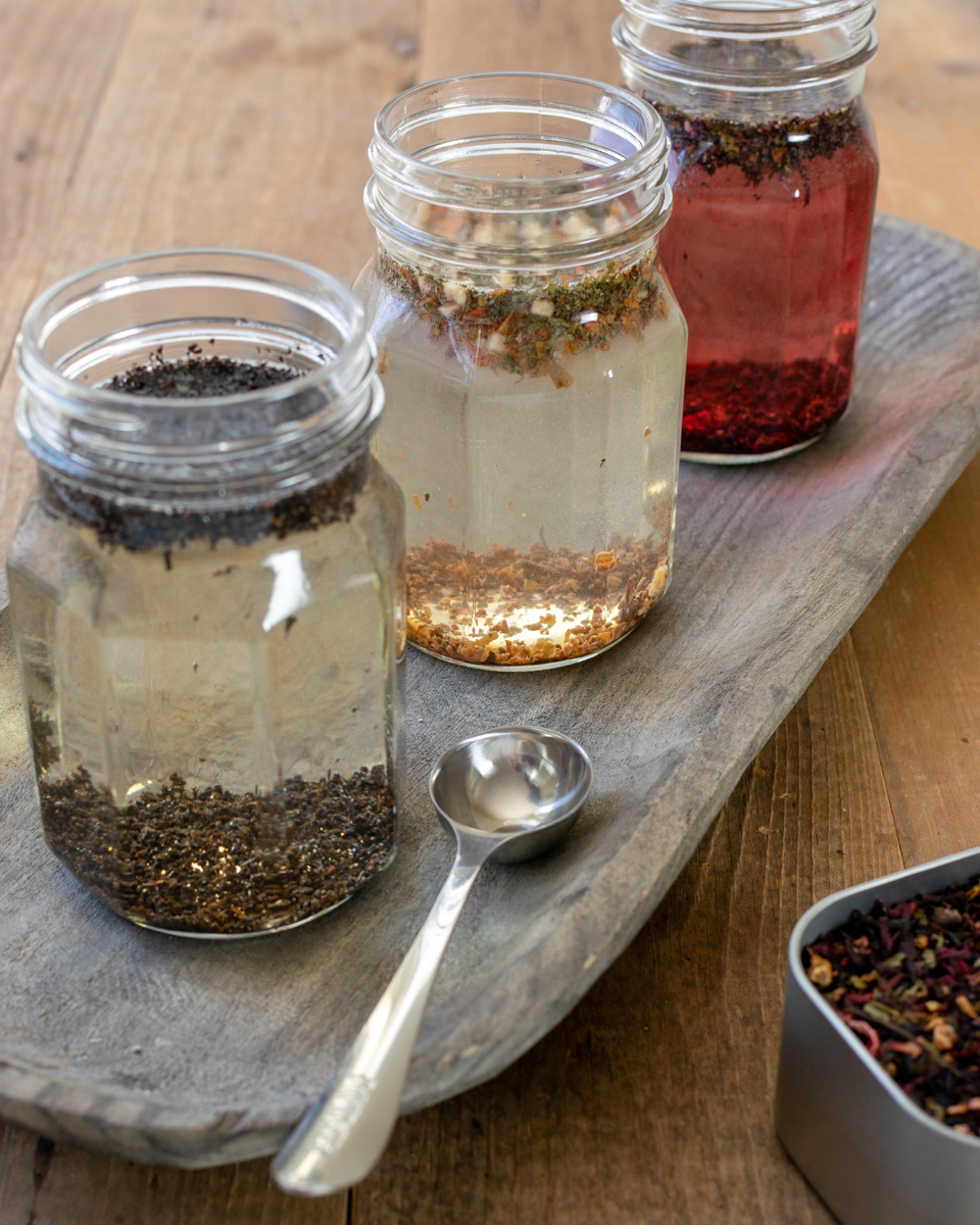 cold brew iced tea in glass jars