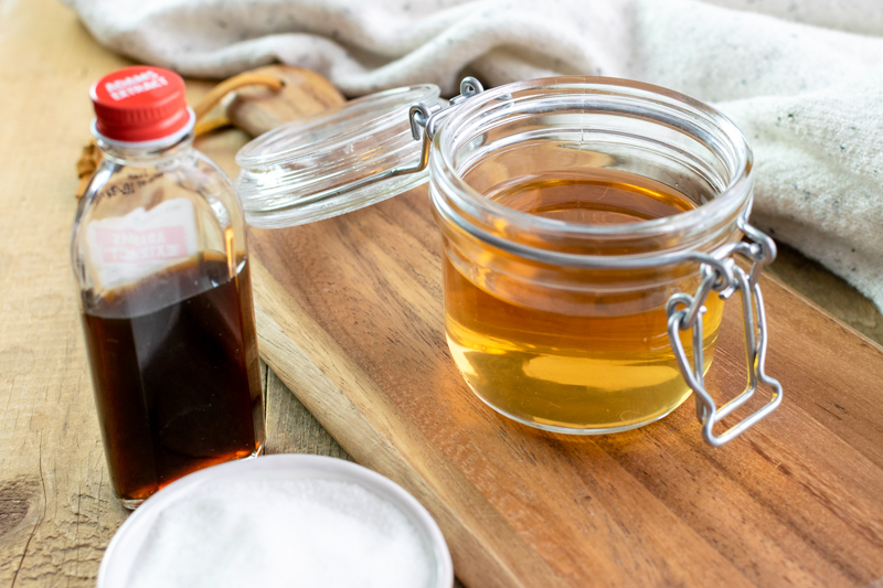 homemade vanilla syrup, vanilla extract and sugar