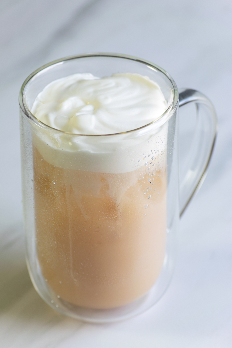 iced london fog latte with vanilla sweet cream cold foam