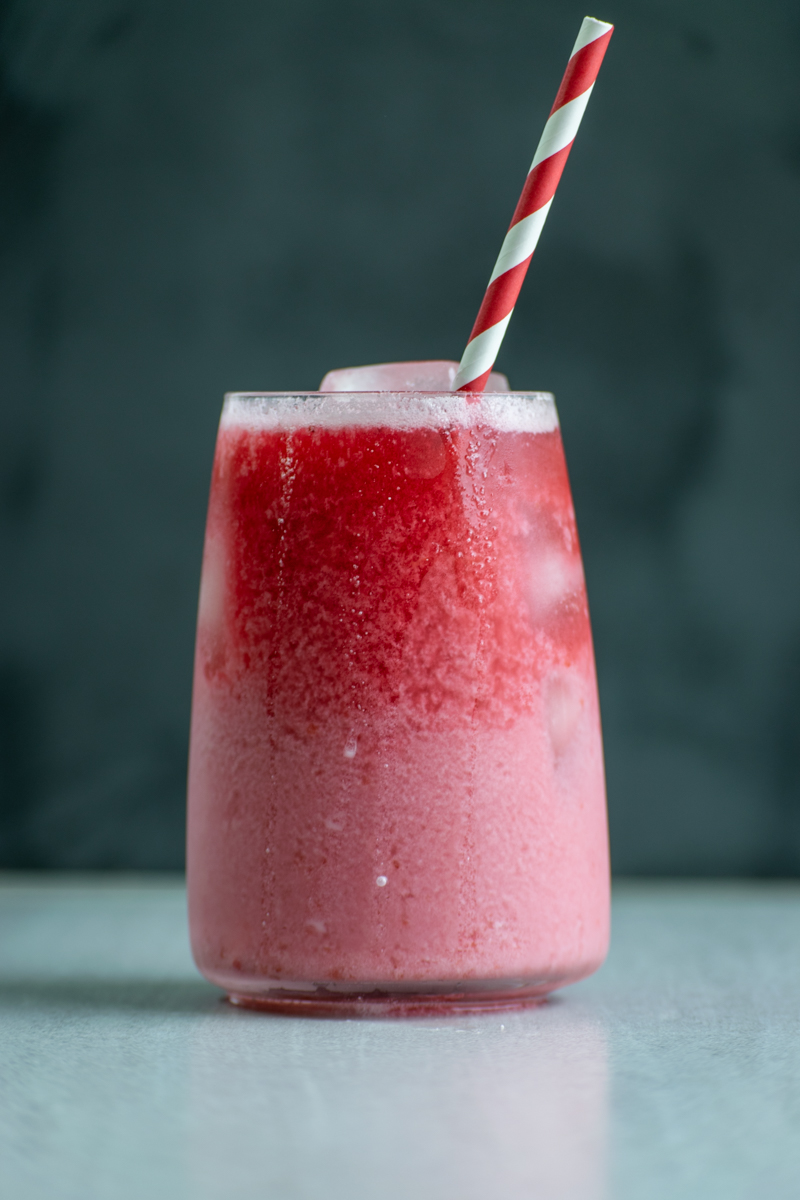 iced strawberry and coconut passion tea latte