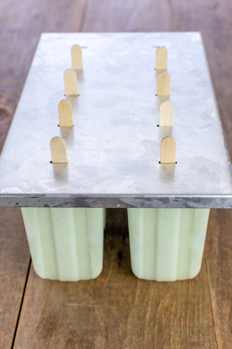 frozen matcha and coconut popsicles
