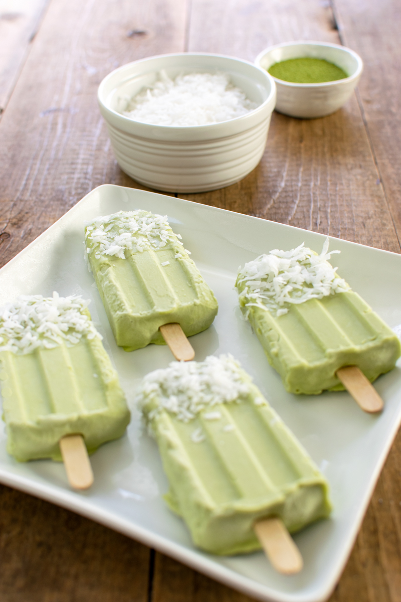 creamy coconut matcha popsicles