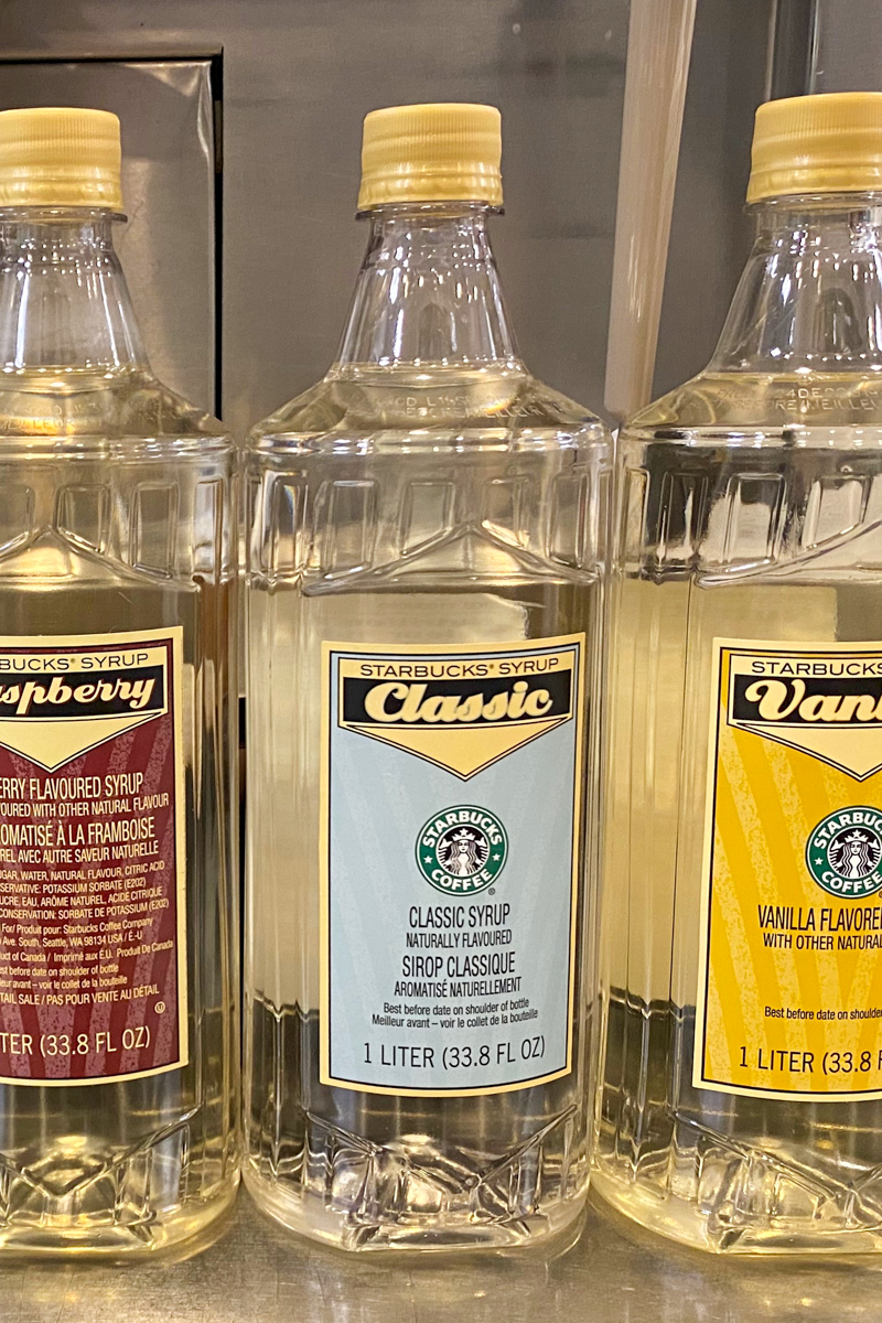 bottle of starbucks classic syrup