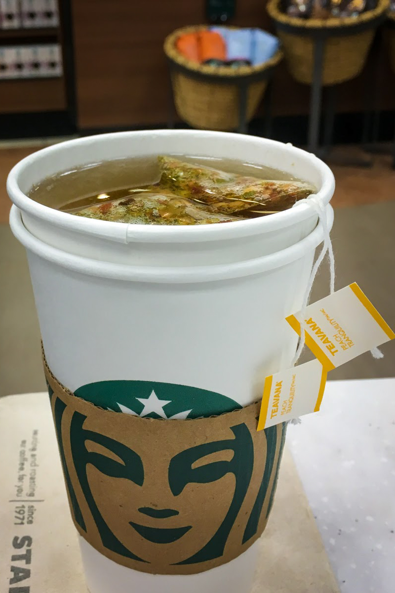 starbucks peach tranquility hot tea caffeine