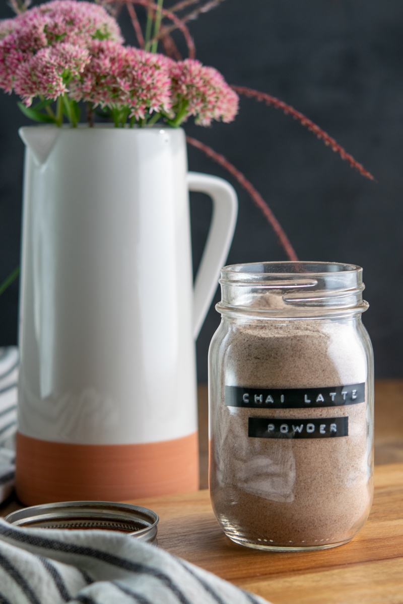 instant chai powder in a jar