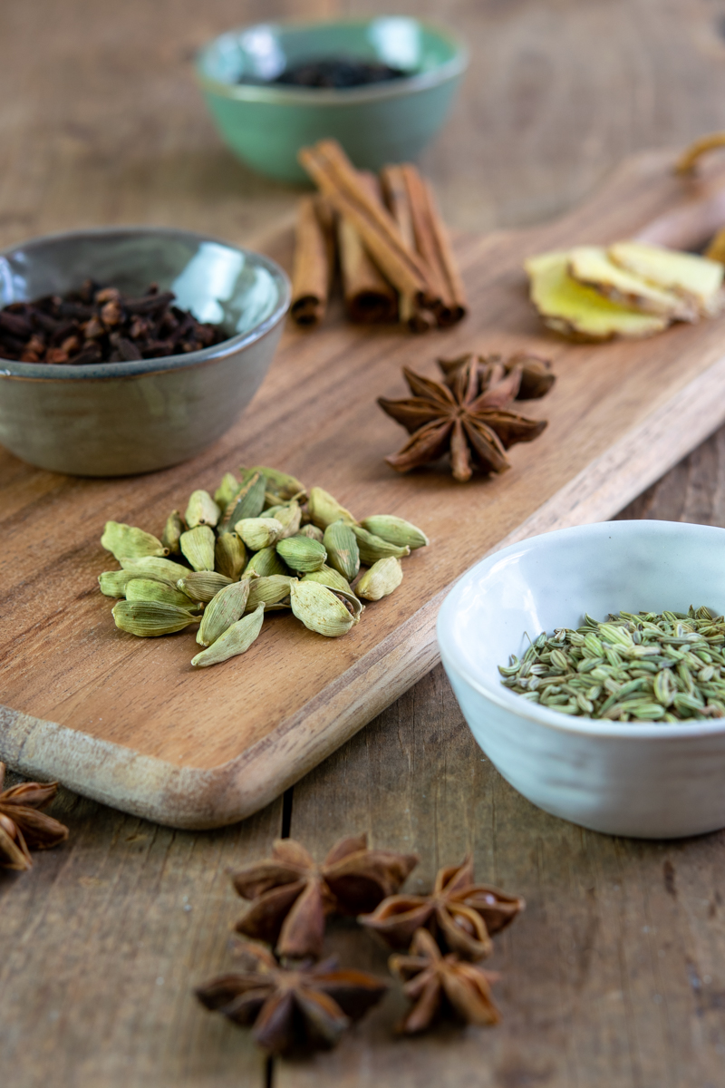 chai spices to make homemade chai tea lattes