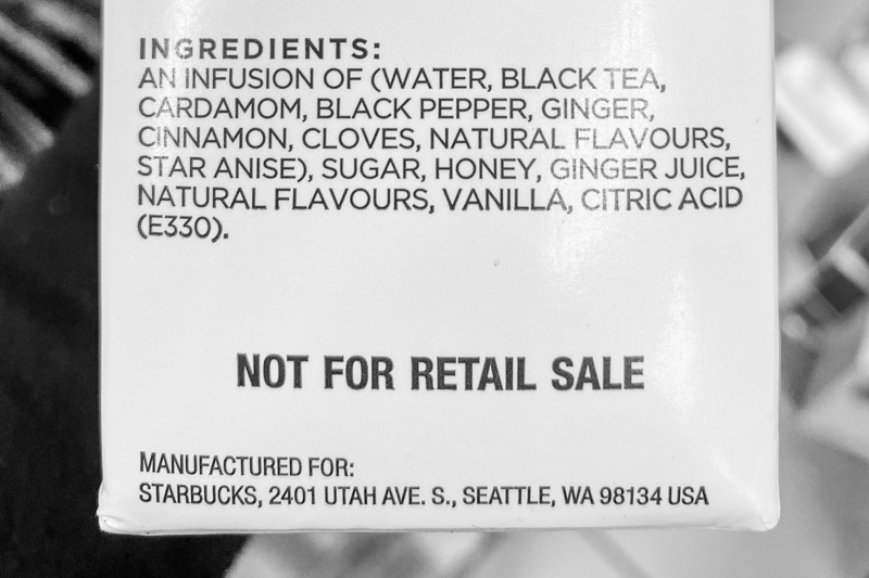 starbucks chai concentrate carton label