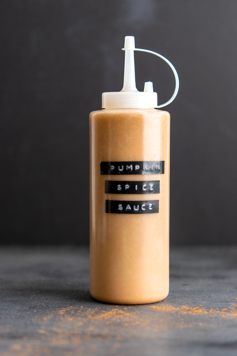 homemade starbucks pumpkin spice sauce syrup in a bottle