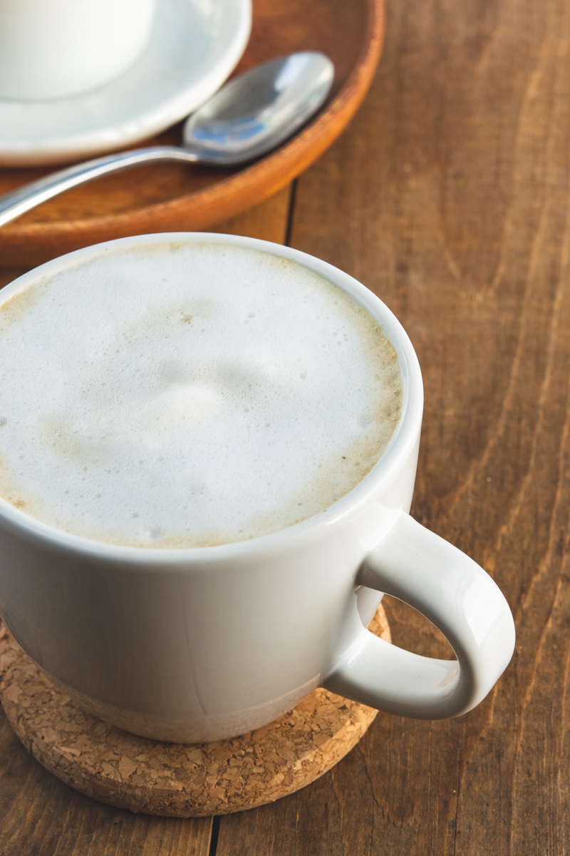 tea latte in a latte mug that has a wide bowl
