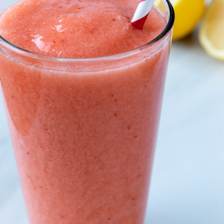 homemade blended strawberry lemonade drink