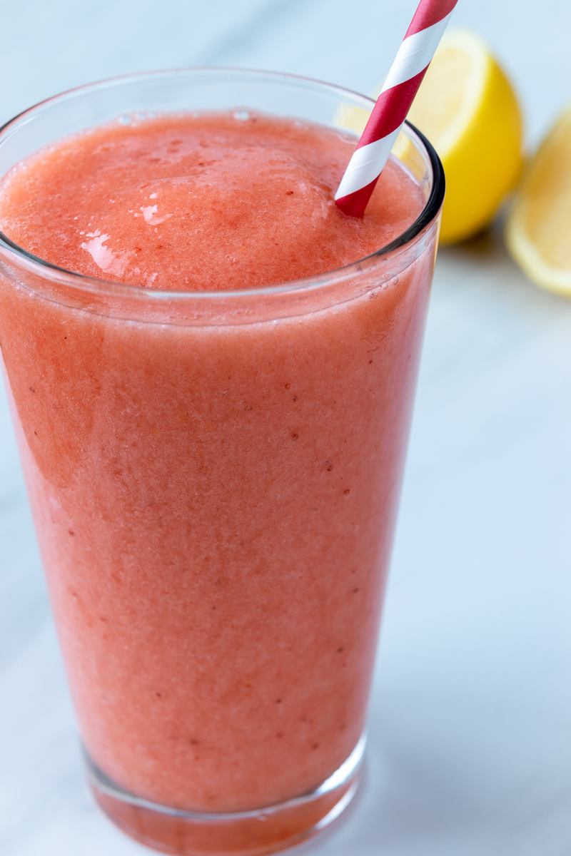 homemade blended strawberry lemonade drink