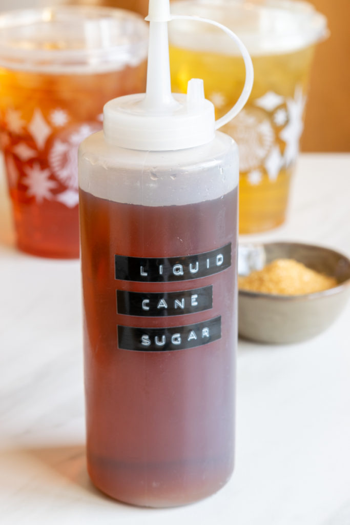 bottle of starbucks liquid cane sugar