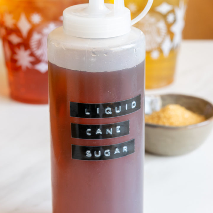 bottle of starbucks liquid cane sugar