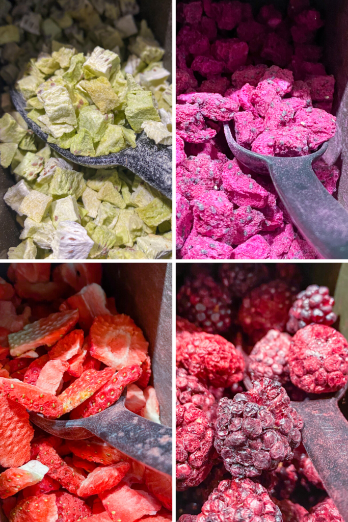 Fruit that gets shaken into each Starbucks Refresher drink.