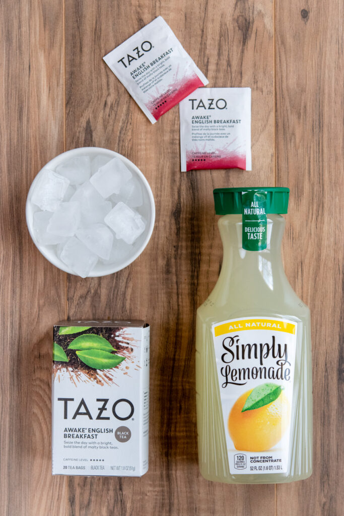 Ingredients to make starbucks iced black tea lemonade.