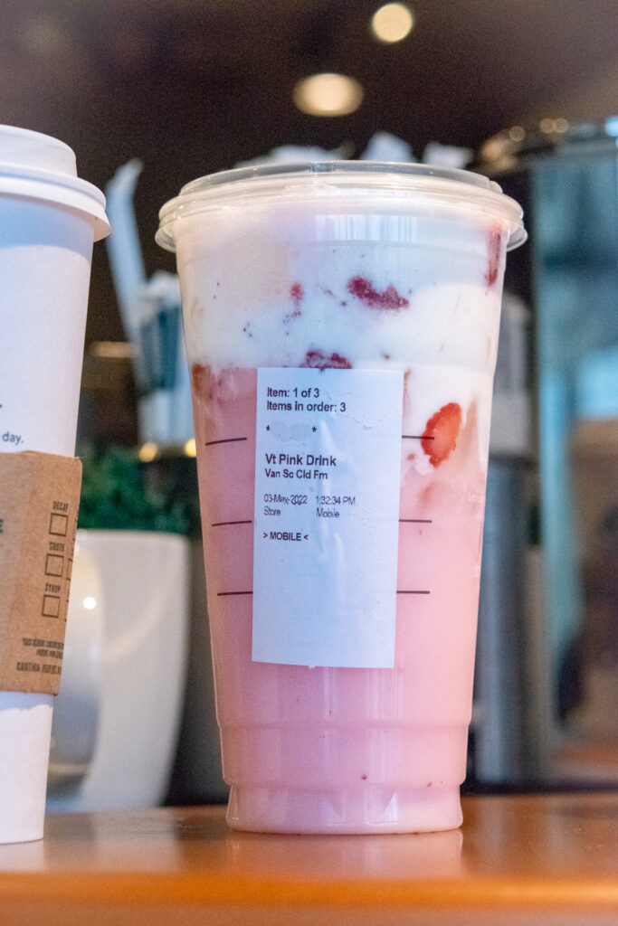 Venti Pink Drink with vanilla sweet cream cold foam.