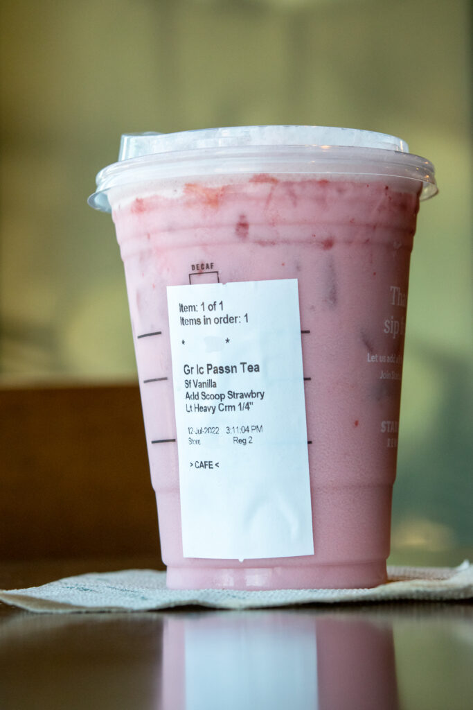 Customized Starbucks Keto-friendly Pink Drink.