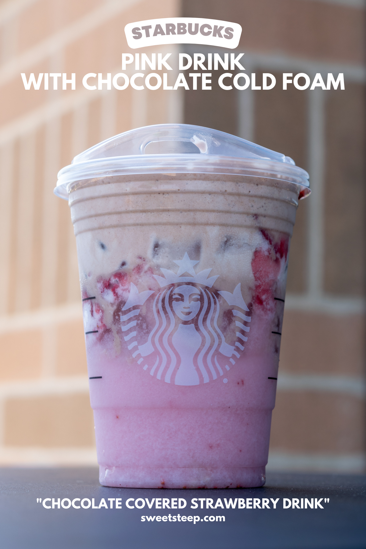 Starbucks Pink Drink with Chocolate Cold Foam (Chocolate Covered Starbucks Pink Drink with Chocolate Cold Foam (Chocolate Covered