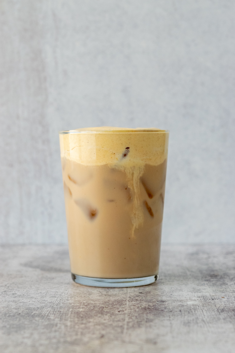 Homemade Iced Chai Tea Latte with Pumpkin Cold Foam Sweet Steep