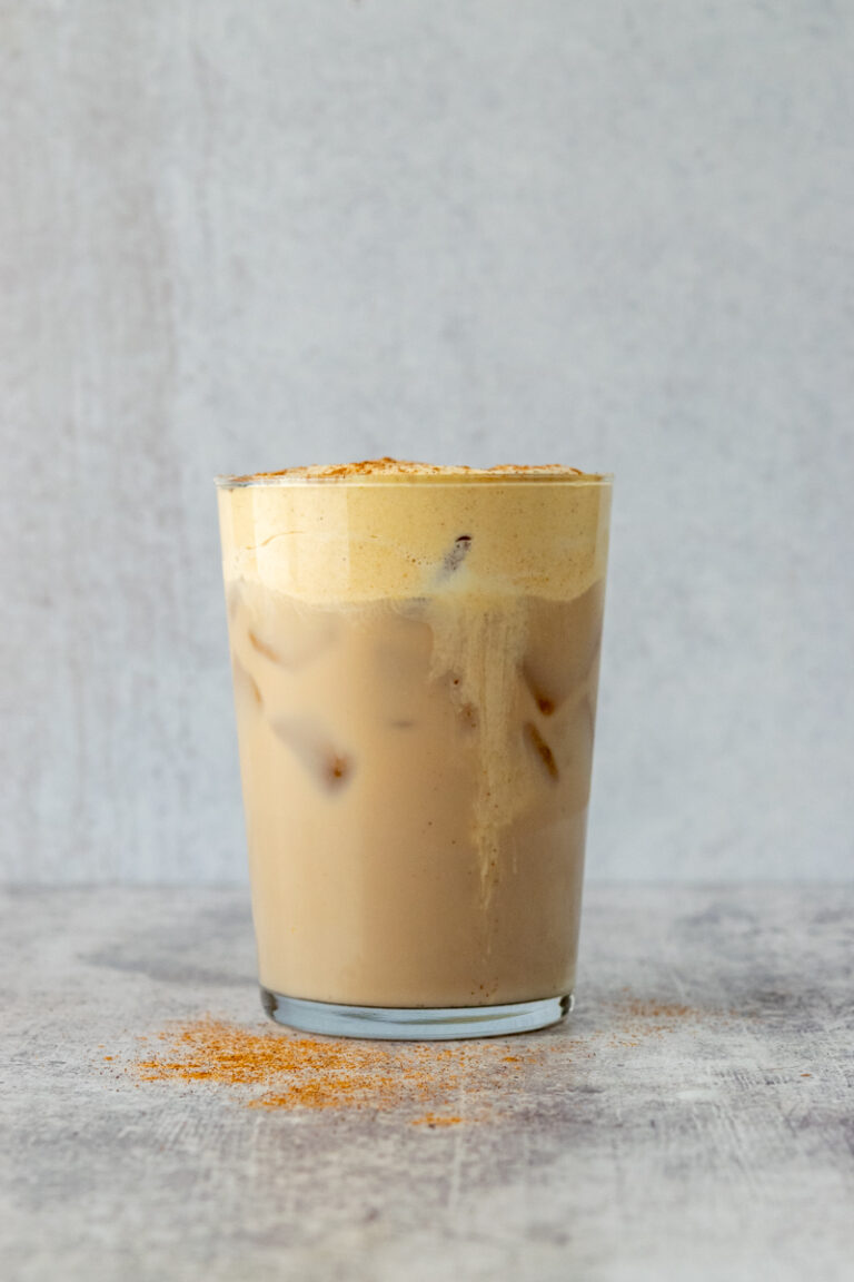 Homemade Iced Chai Tea Latte with Pumpkin Cold Foam Sweet Steep