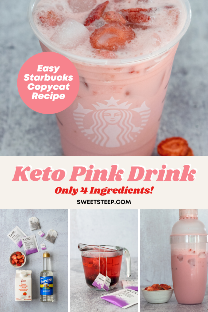 Pinterest pin for a copycat Starbucks Keto Pink Drink.
