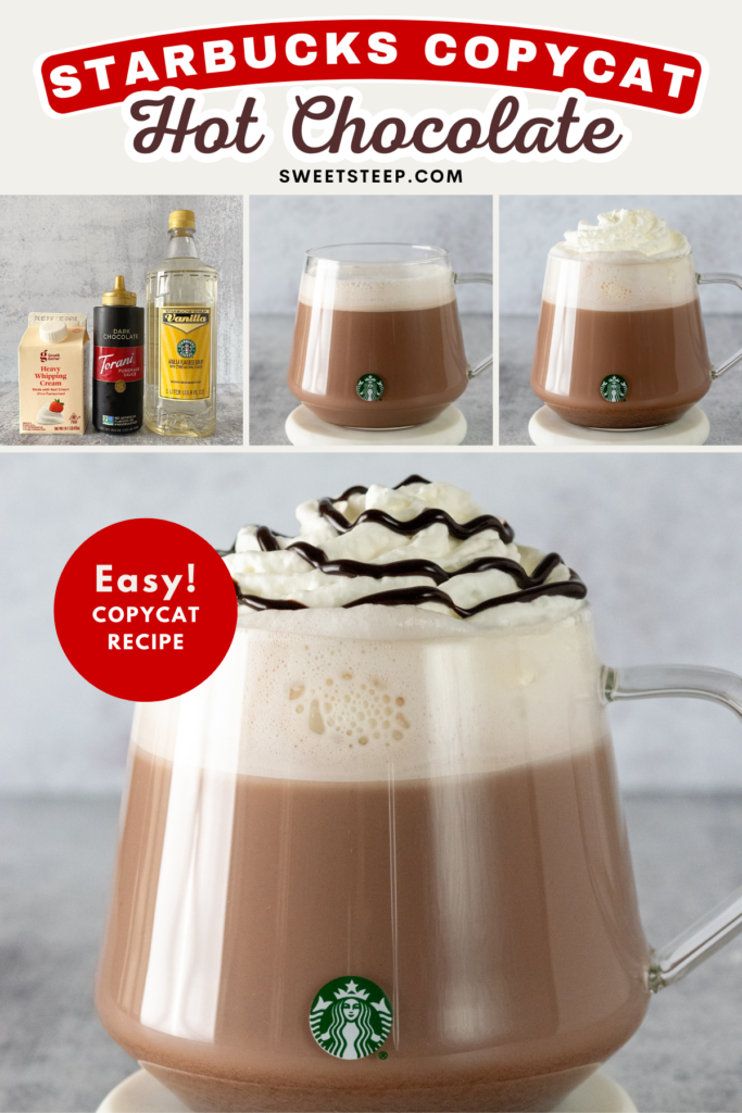 Pinterest pin for Starbucks Copycat Hot Chocolate recipe.