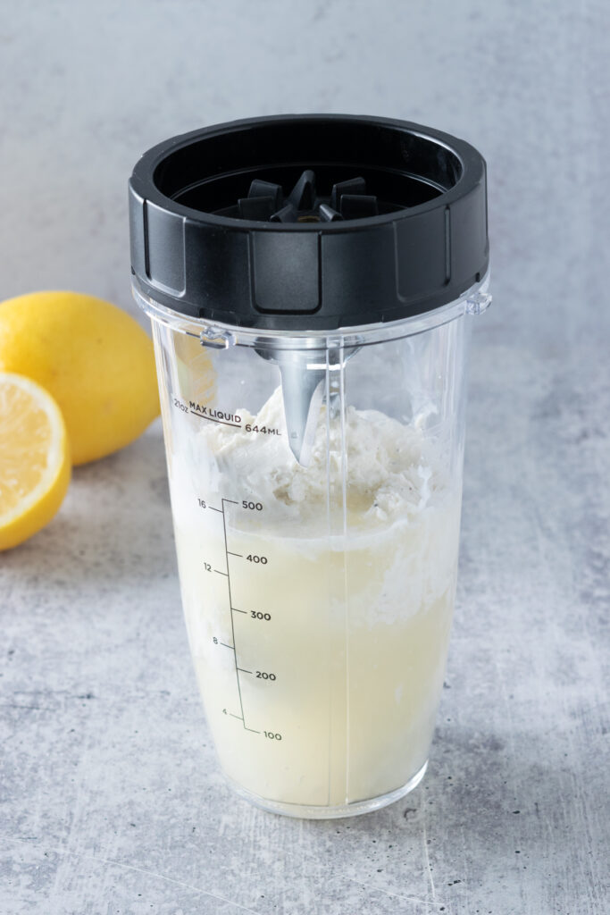 Blending the frosted lemonade.