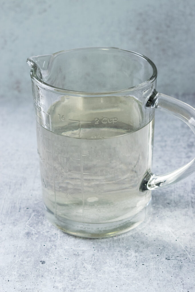The simple syrup is ready when the sugar is dissolved and the liquid is clear as this picture shows.