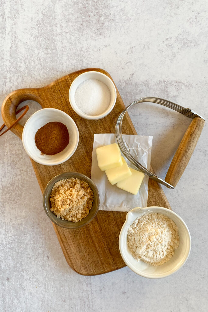 Ingredients for making pie crust latte topping.