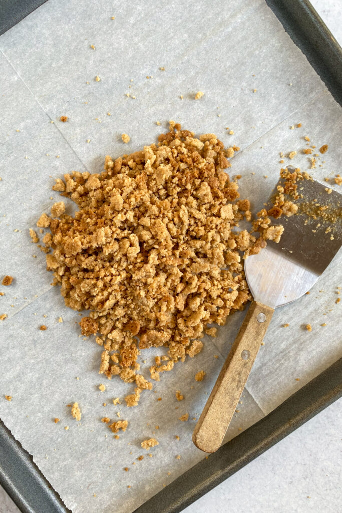 The pie crust latte topping broken up into small pieces.