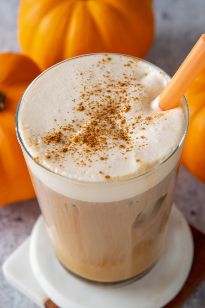 A homemade version of a classic Starbucks fall drink: pumpkin cream cold brew.